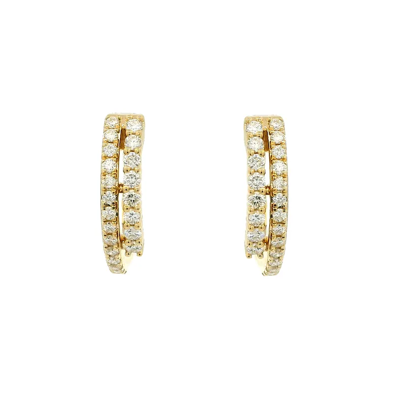 18K Gold Diamond Huggies Earrings