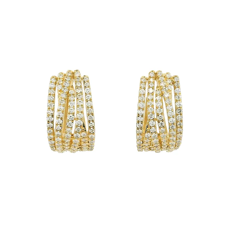18K Gold Diamond Hoop Earrings