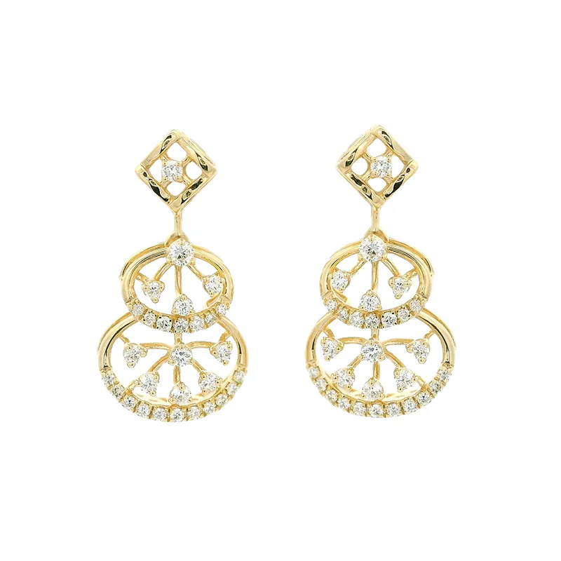 Elegant Gold Hanging Earrings with Diamonds