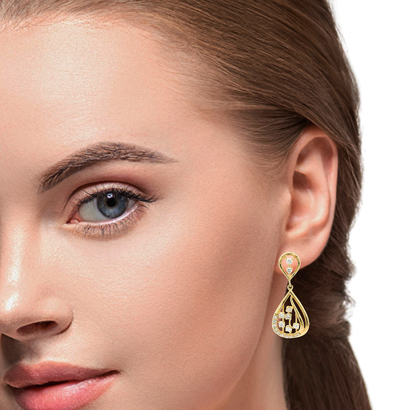 Elegant Gold Teardrop Earrings with Diamonds