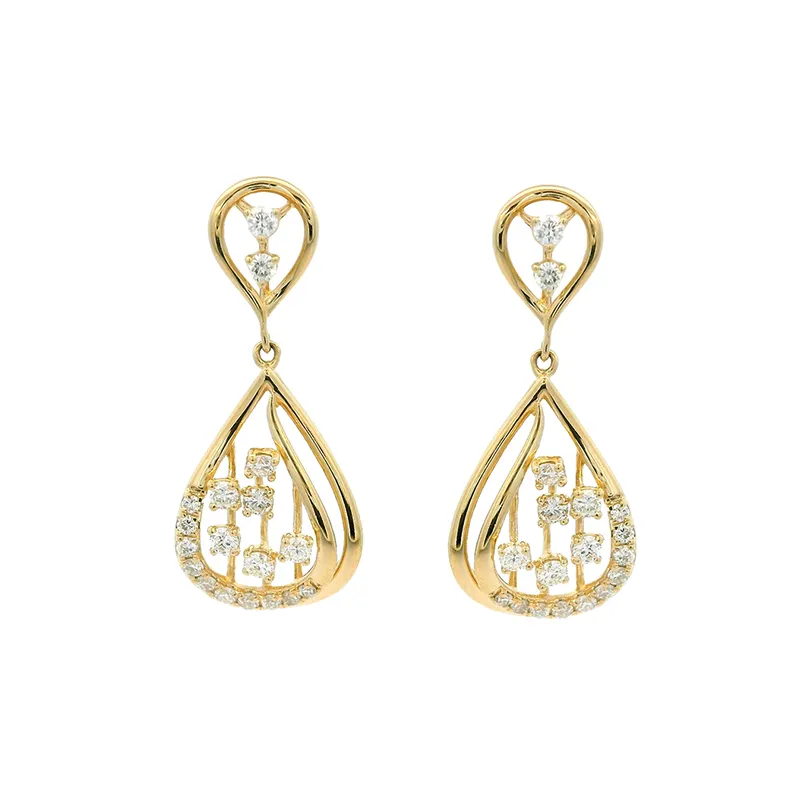 Elegant Gold Teardrop Earrings with Diamonds