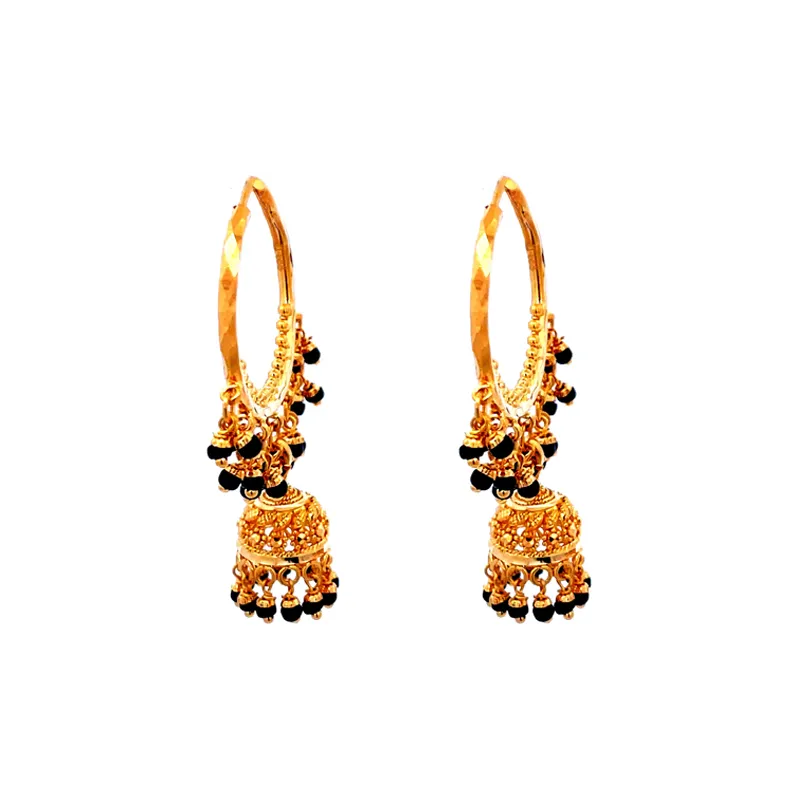 22K Gold Hoop Earrings with Jhumka