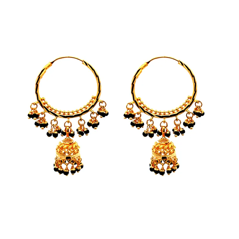 22K Gold Hoop Earrings with Jhumka