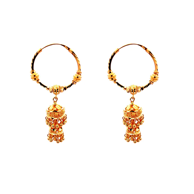 22K Gold Hoop Earrings with Jhumka