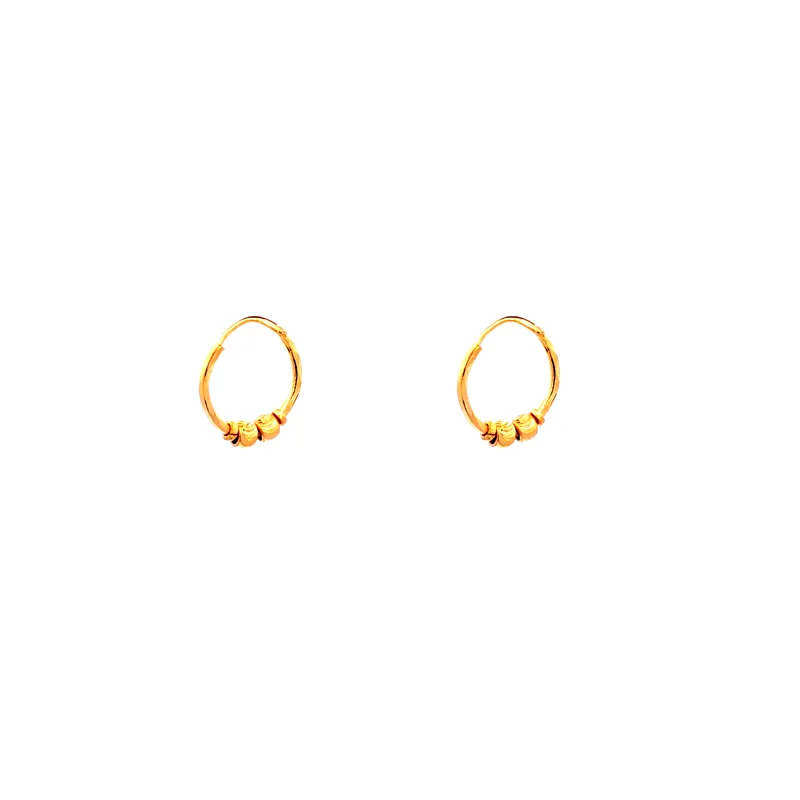 22K Gold Hoop Earrings with center beads