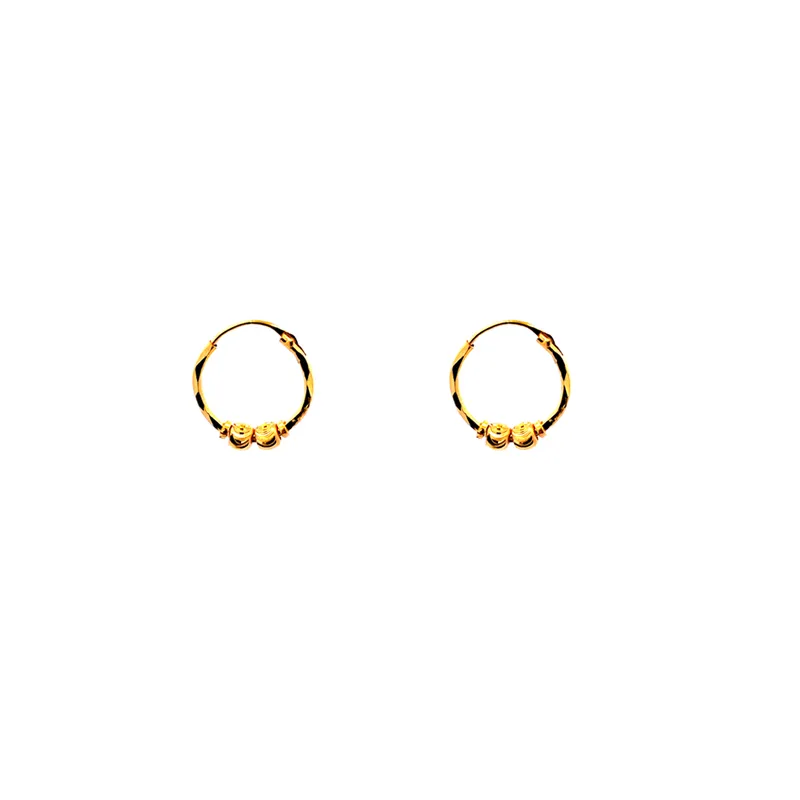 22K Gold Hoop Earrings with center beads