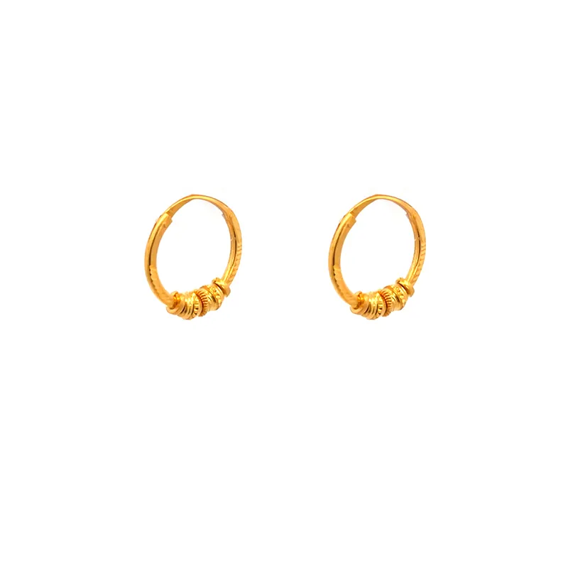 22K Gold Hoop Earrings with center beads