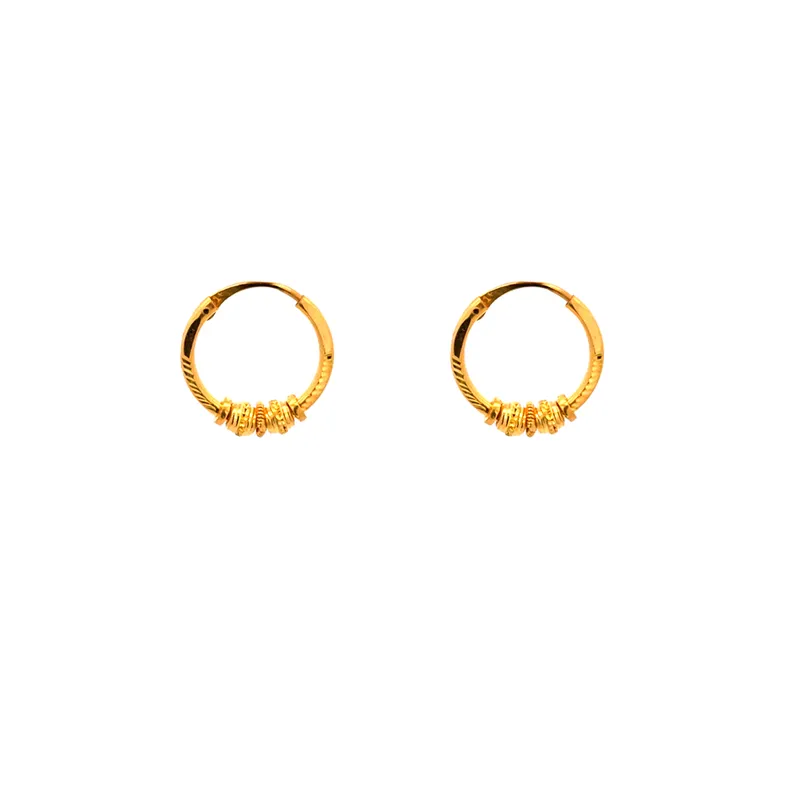 22K Gold Hoop Earrings with center beads