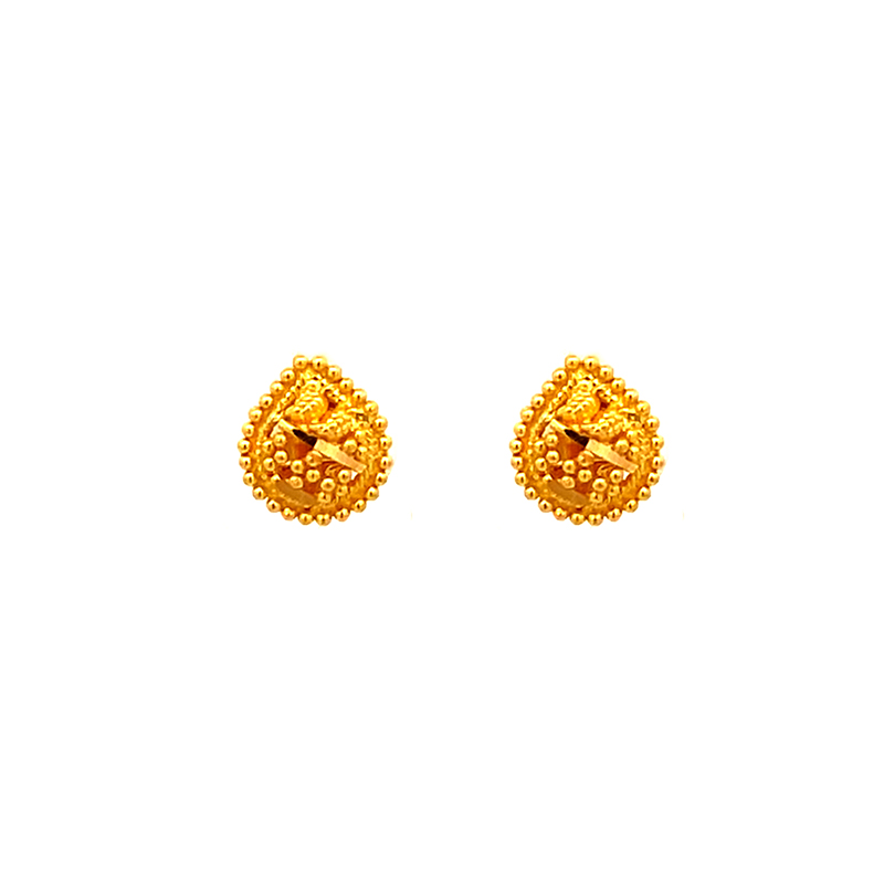 Pear shaped Stud Earrings in 22K Gold