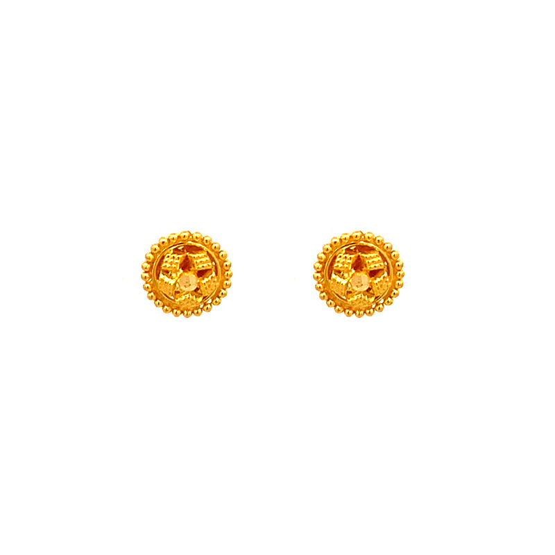 Simple, round 22K Yellow Gold Stud Earrings