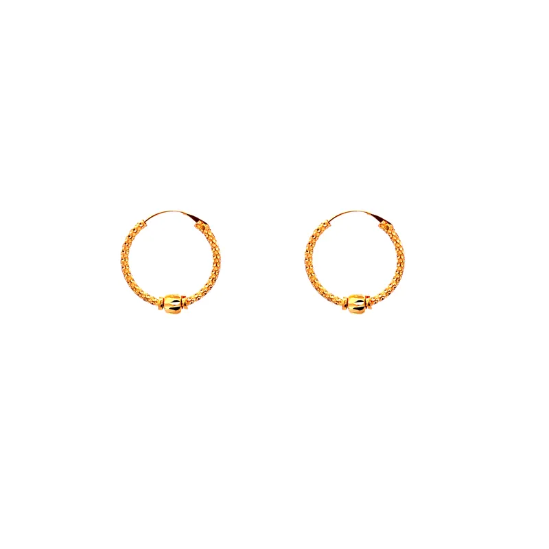 22K Gold Hoop Earrings with center bead design