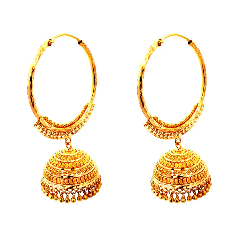 22K Gold Hoop Earrings with Jhumka