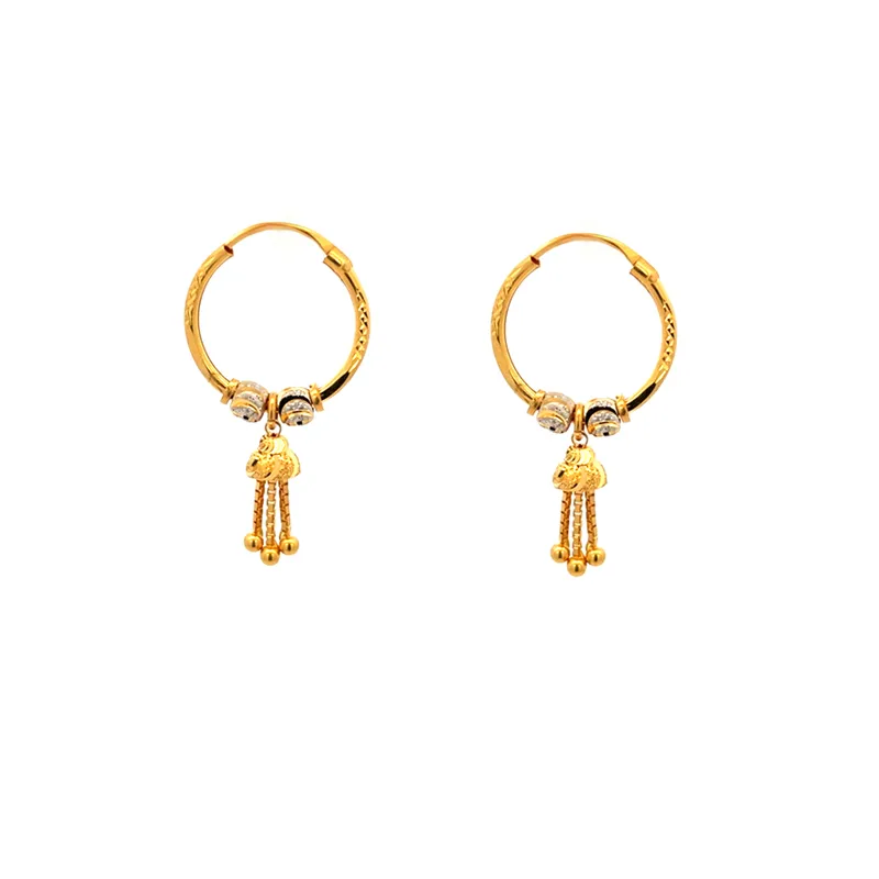 22K Gold hoop Earrings with dangling tassles