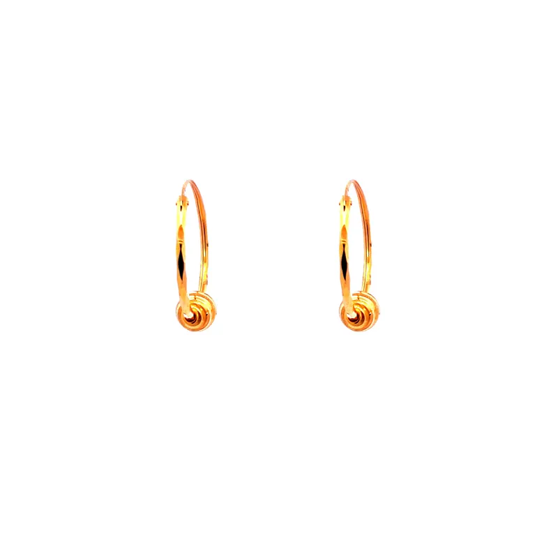 22K Gold Hoop Earrings with center bead design