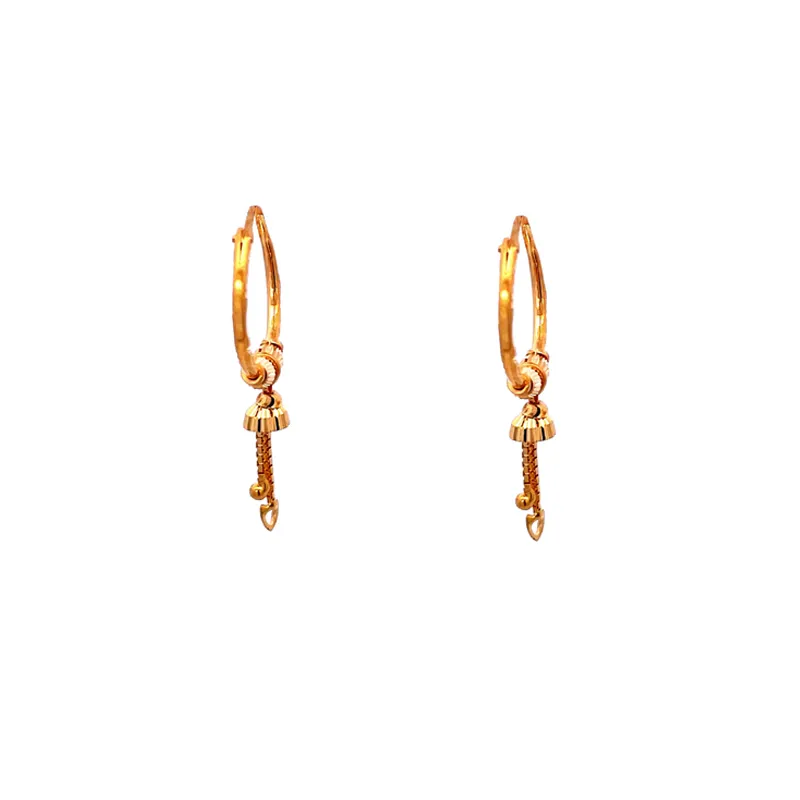 22K Gold hoop Earrings with dangling Charms