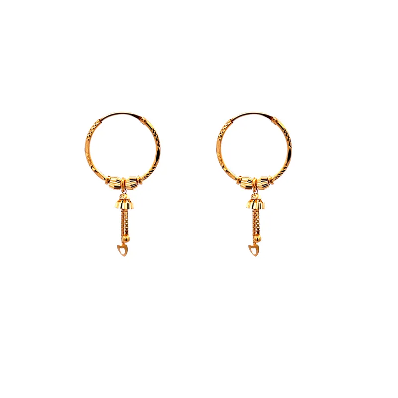 22K Gold hoop Earrings with dangling Charms