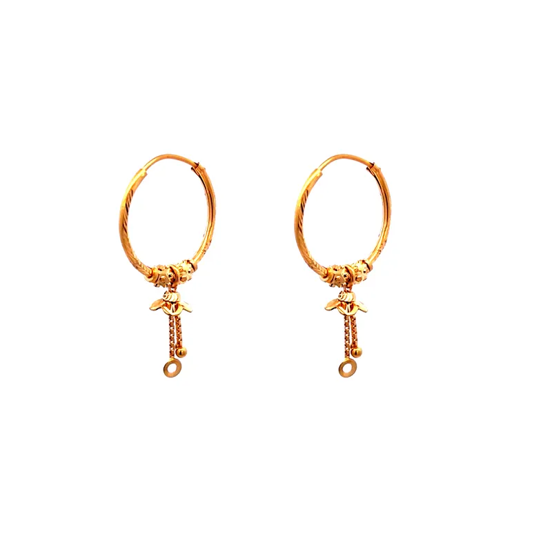 22K Gold hoop Earrings with dangling Charms