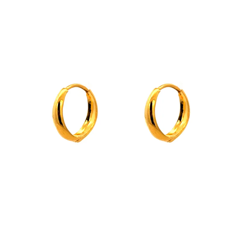 22K Gold Hoop Earrings - Diameter 15 mm