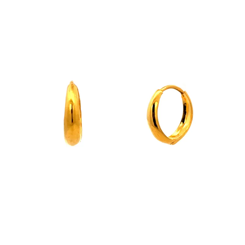 22K Gold Hoop Earrings - Diameter 15 mm