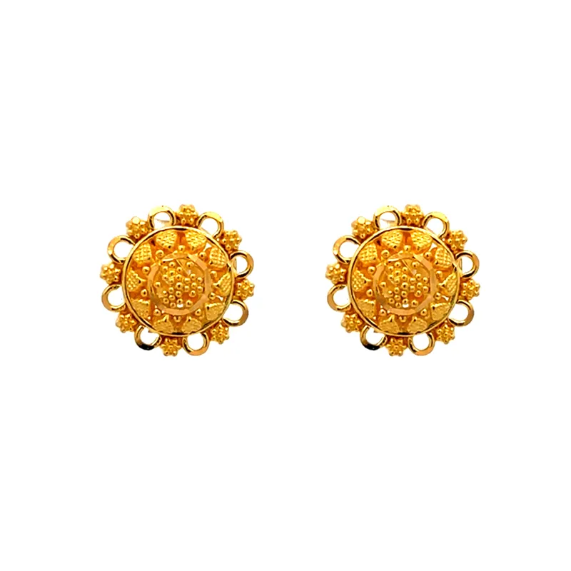 Exquisite Round 22K Gold Stud Earrings