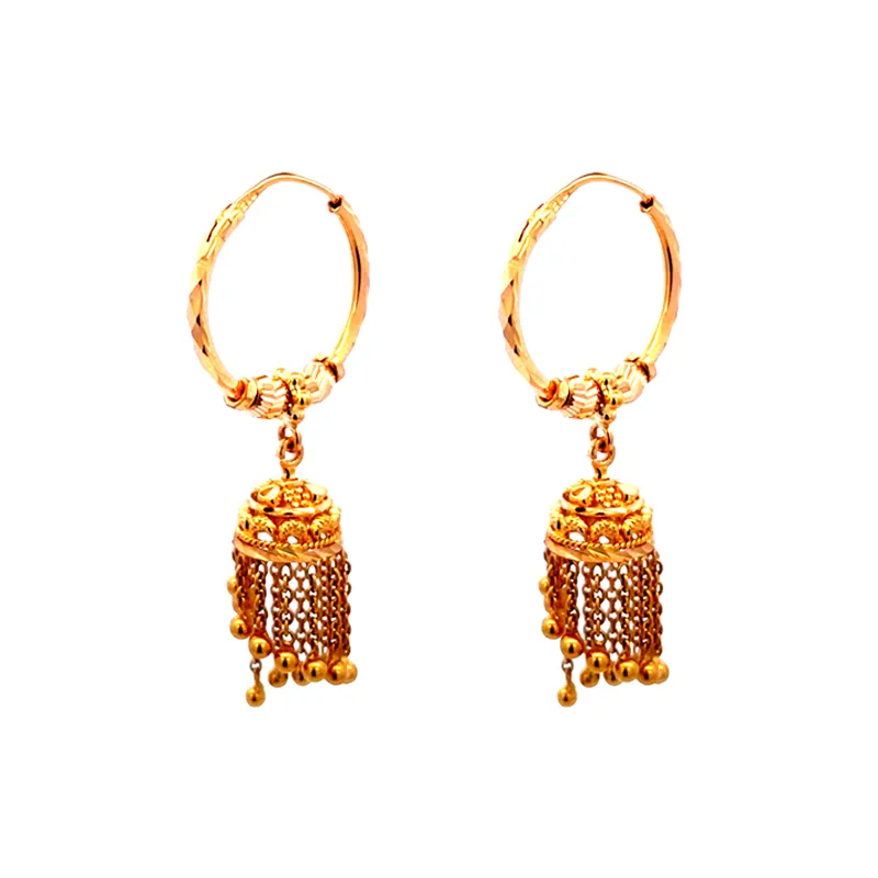 22K Gold Hoop Earrings with Jhumka