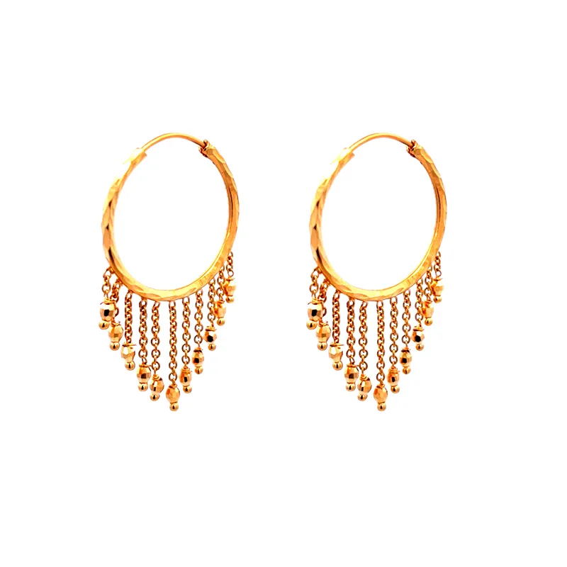 22K Gold hoop Earrings with dangling Charms