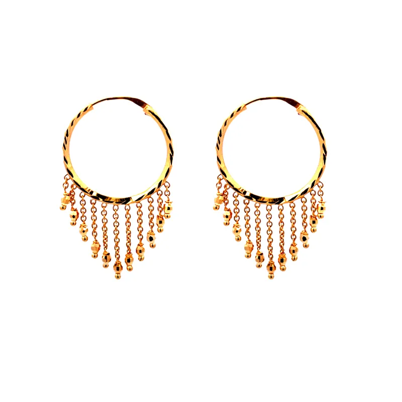 22K Gold hoop Earrings with dangling Charms