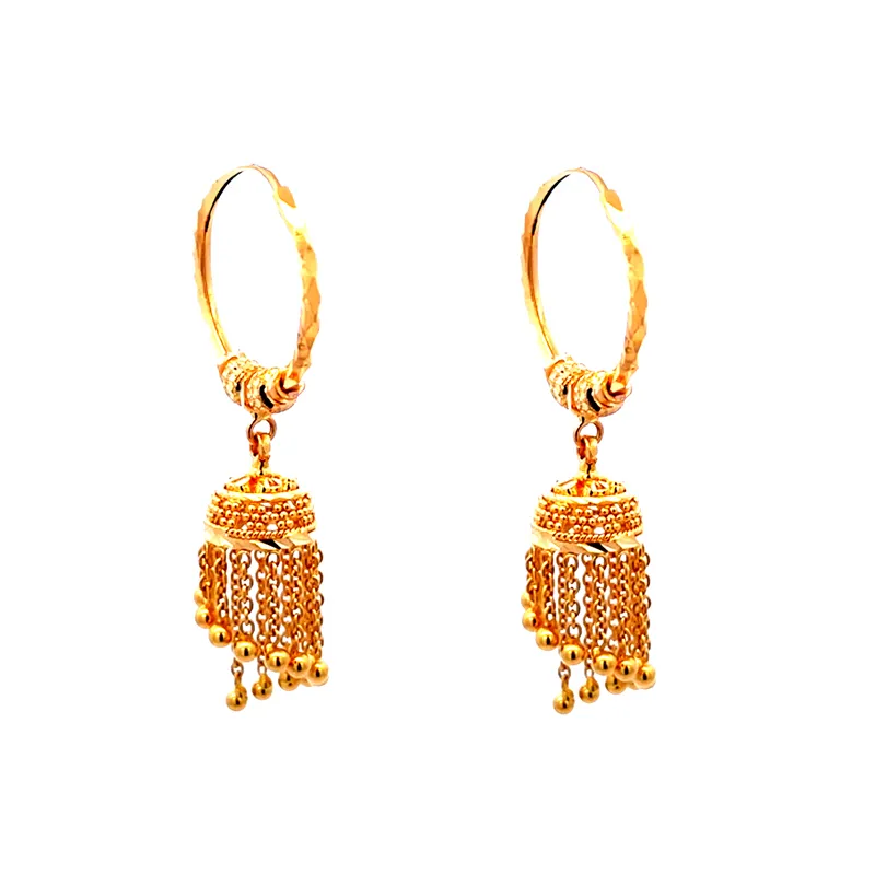 22K Gold Hoop Earrings with Jhumka