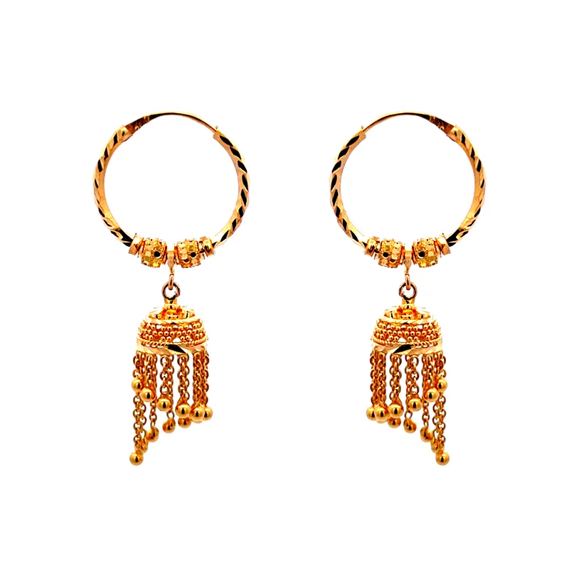 22K Gold Hoop Earrings with Jhumka