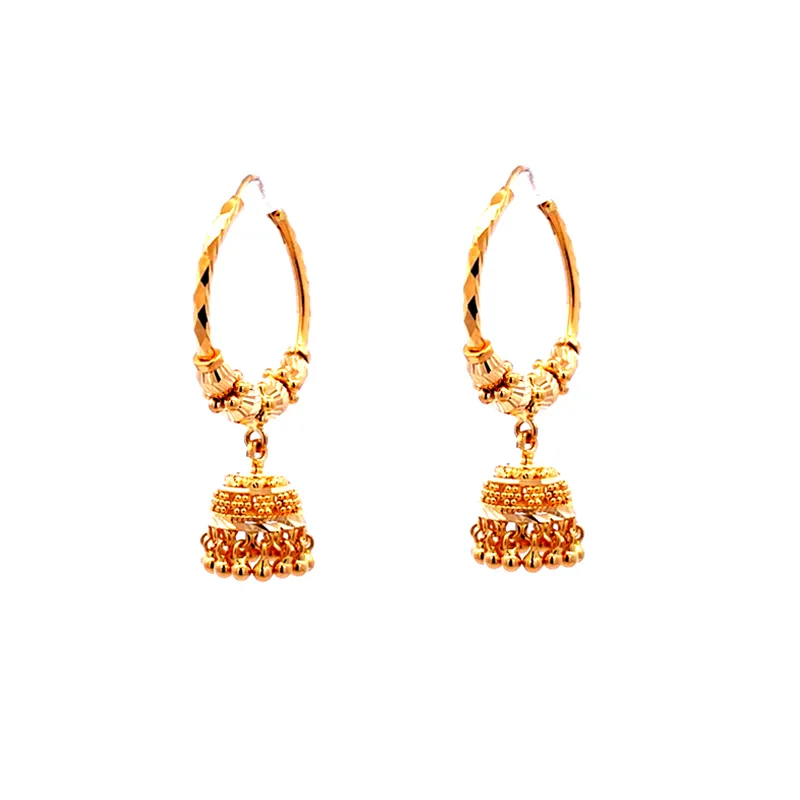 22K Gold Hoop Earrings with Jhumka