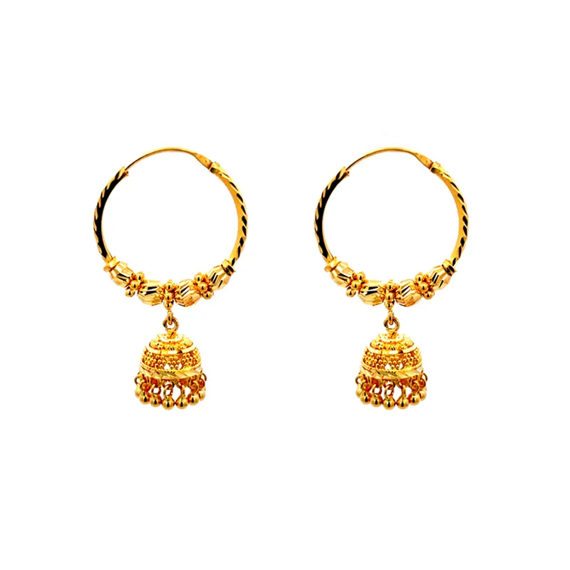 22K Gold Hoop Earrings with Jhumka