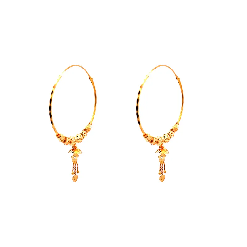 22K Gold hoop Earrings with dangling Charms
