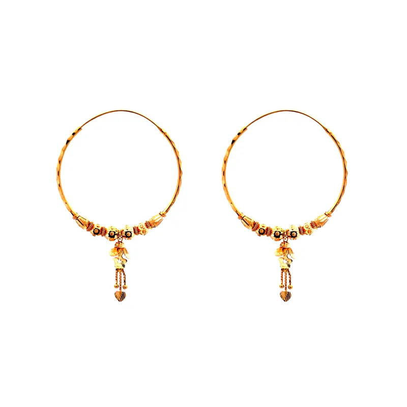 22K Gold hoop Earrings with dangling Charms