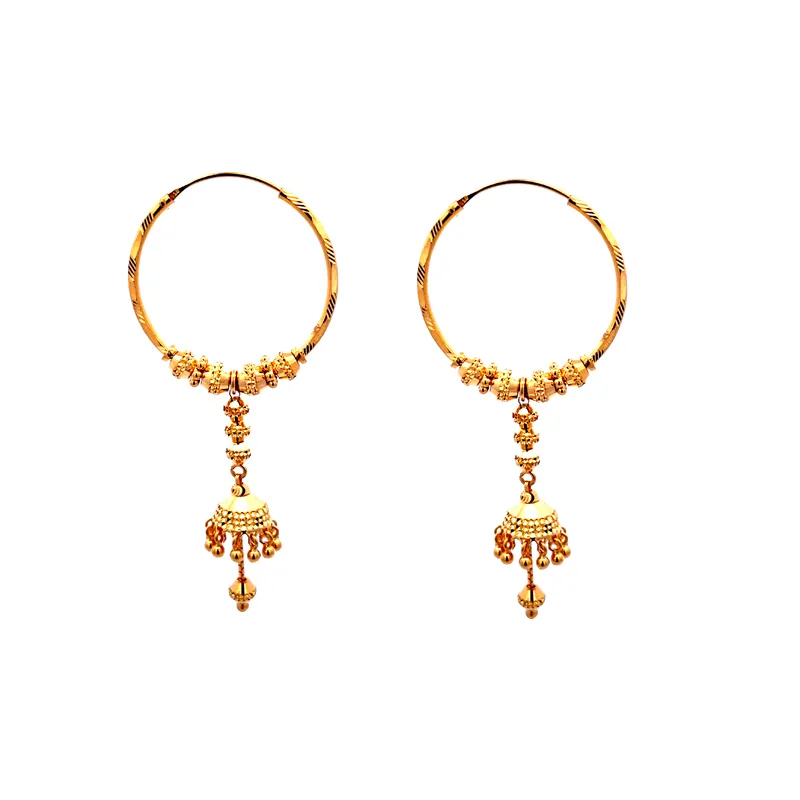 22K Gold hoop Earrings with dangling Charms