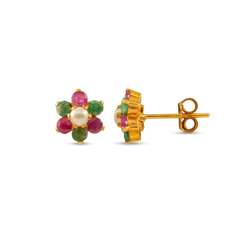 Floral 22K Yellow Gold Earrings