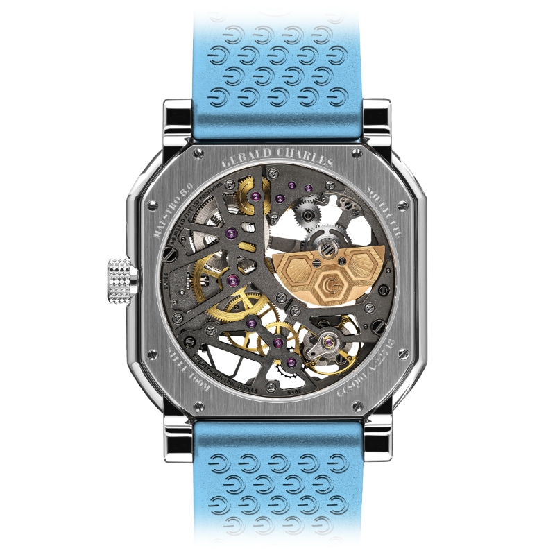 Maestro 8.0 Squelette in Stainless Steel and ice blue strap