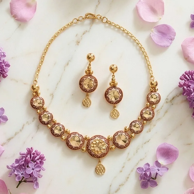 Auspicious Gold Enamel Necklace Set