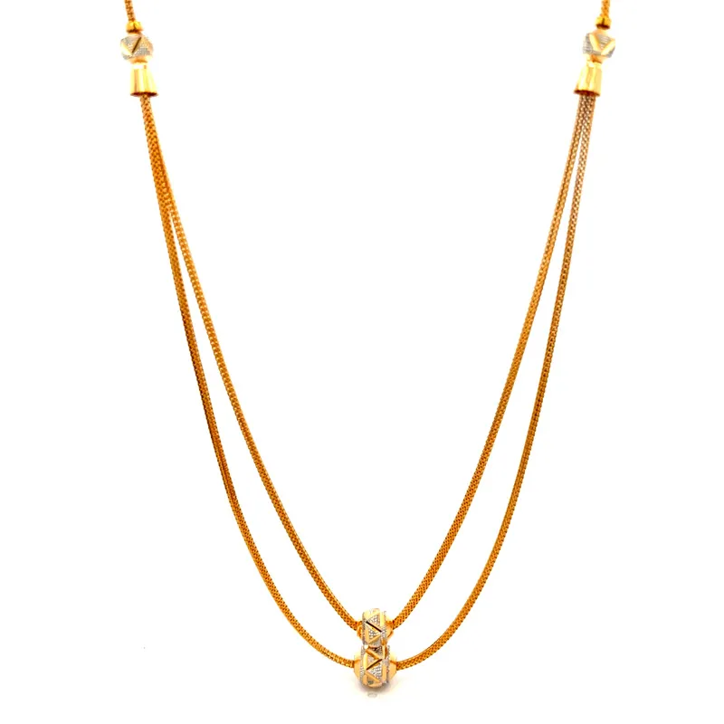 Elegant 22k Two Tone Gold Fancy Chain for Everyday Sophistication