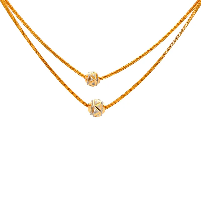 Elegant 22k Two Tone Gold Fancy Chain for Everyday Sophistication