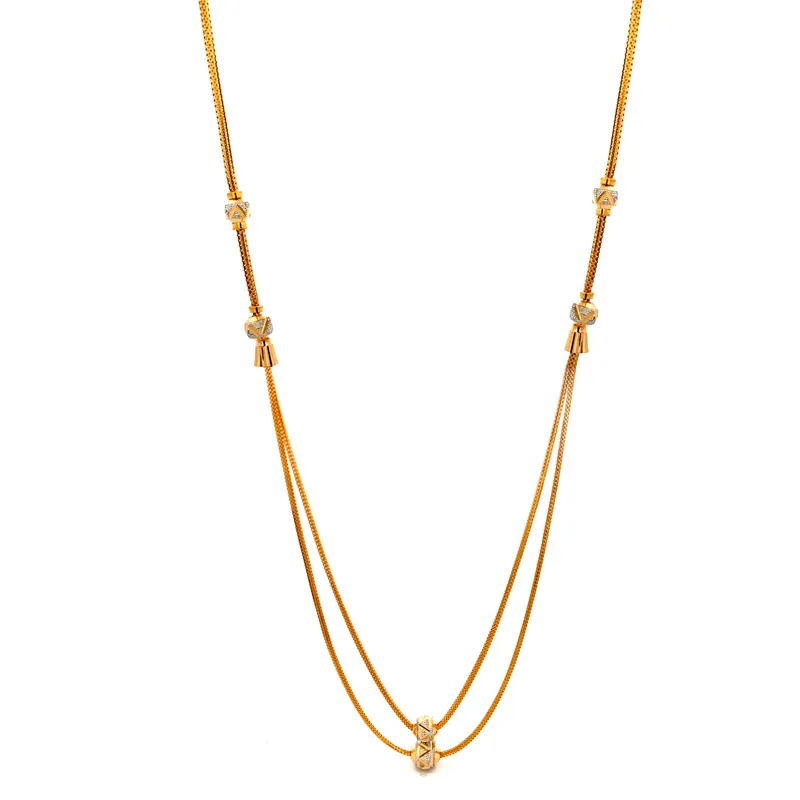 Elegant 22k Two Tone Gold Fancy Chain for Everyday Sophistication