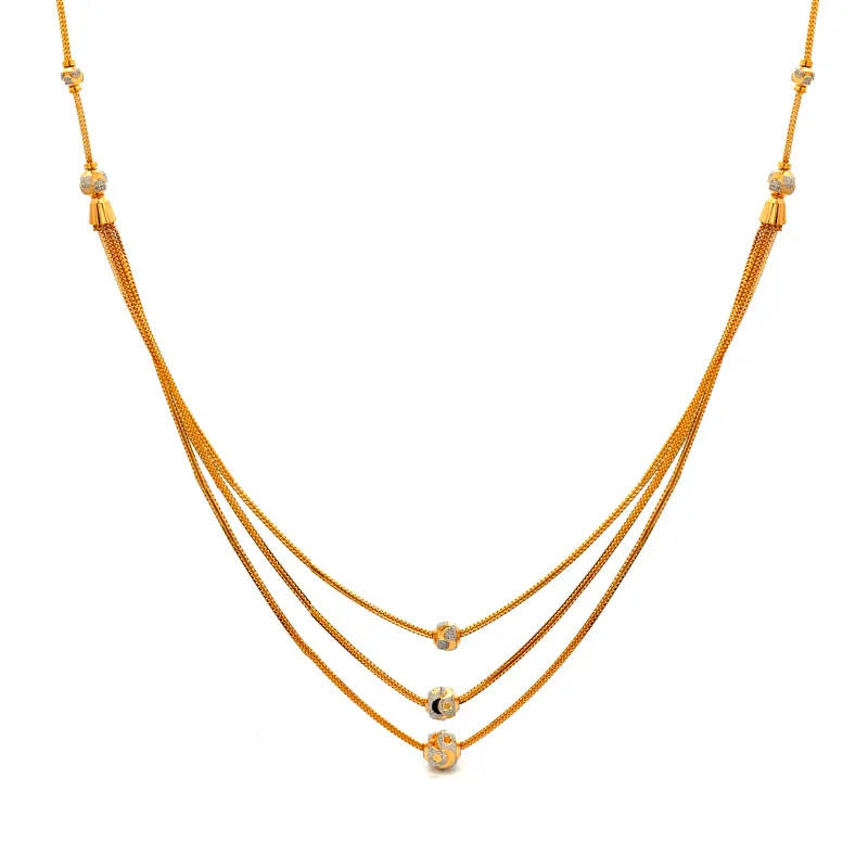 Elegant 22k Two Tone Fancy Gold Chain for Everyday Wear or Special Occasions