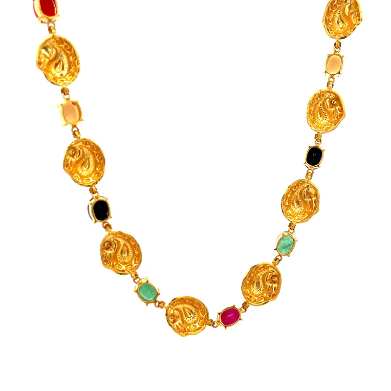 Traditional Elegance - Gold Gemstone Necklace