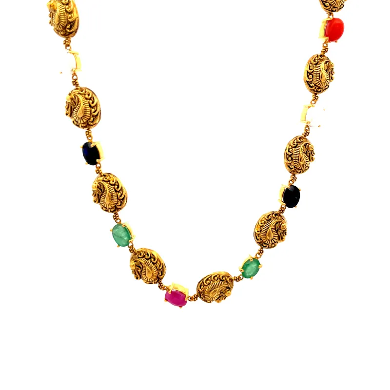 Traditional Elegance - Gold Gemstone Necklace