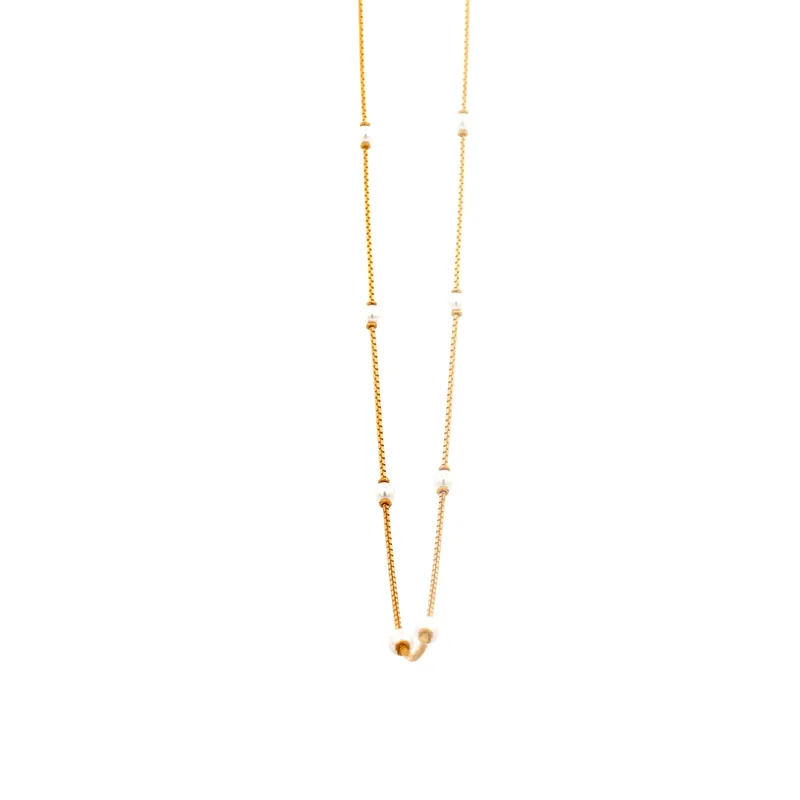 Elegant 22K Gold Chain with Pearls