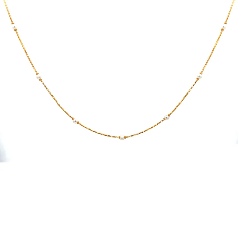 Elegant 22K Gold Chain with Pearls