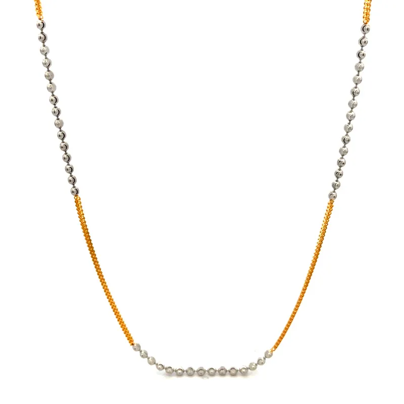 Elegant 22k Two Tone Gold Fancy Chain Necklace for Timeless Style