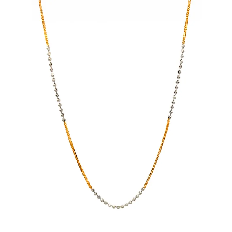 Elegant 22k Two Tone Gold Fancy Chain Necklace for Timeless Style