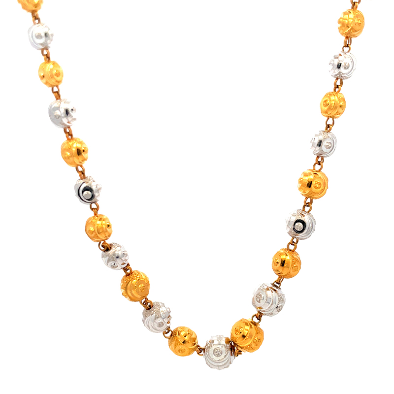 22K Two Tone Gold Fancy Chain 25.5 inch