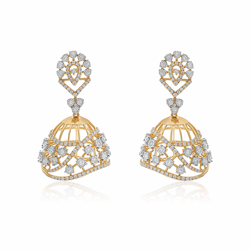 Modern, Gentle & Feminine Diamond 'Jhumka' Earrings