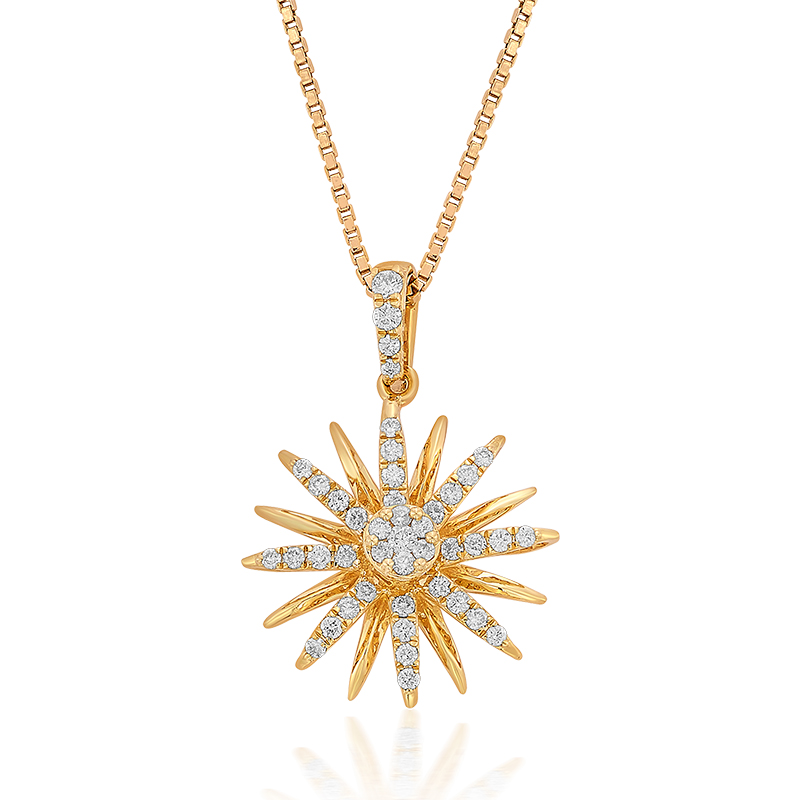 Sun-kissed, Lively Diamond Pendant & Studs